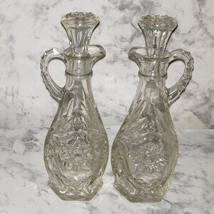 MCM Set of 2 Anchor Hocking Star of David Vinegar & Oil Cruets